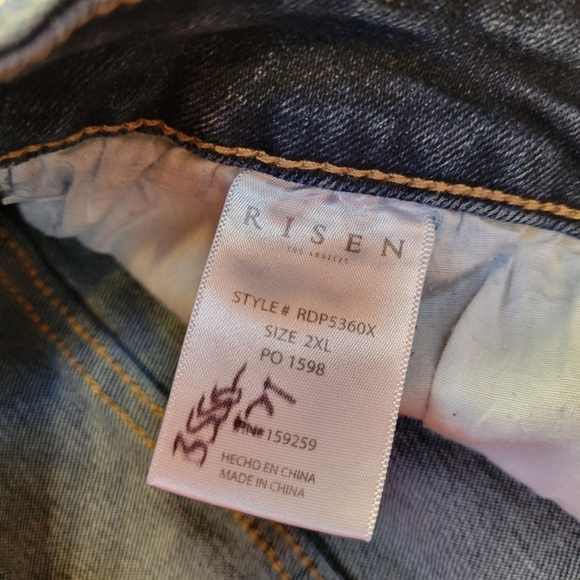 Risen ASYMMETRICAL Straight Leg Dark Blue Denim Jeans Size 2XL - Picture 3 of 7